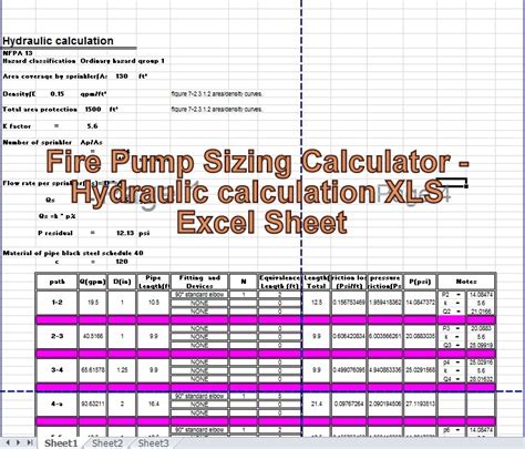 Engineering-xls: Fire Pump Sizing Calculator - Hydraulic calculation XLS Excel Sheet