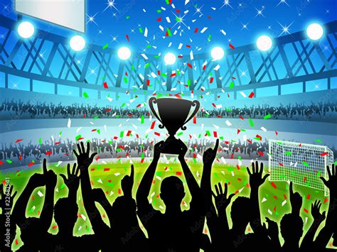 Football winners with trophy (set 1) Stock Illustration | Adobe Stock