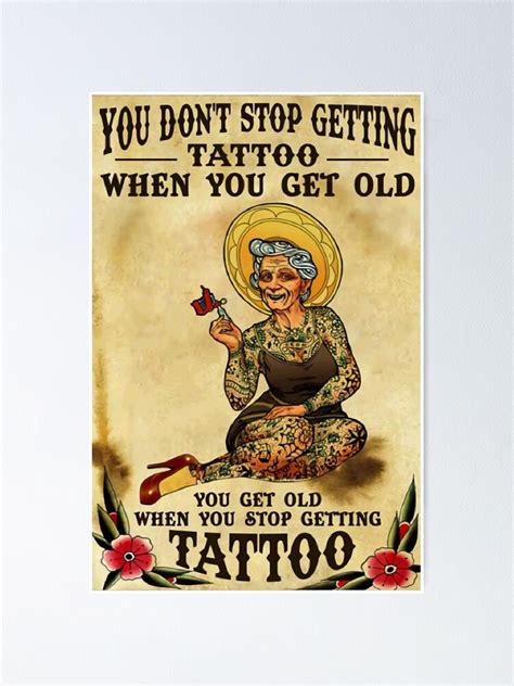 "Funny Old lady love tattoo funny quotes gift for grandma, granny" Poster by BrennaEirlys ...