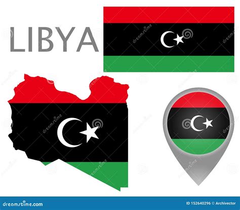 Libya Flag, Map and Map Pointer Stock Vector - Illustration of diagram, land: 152640296