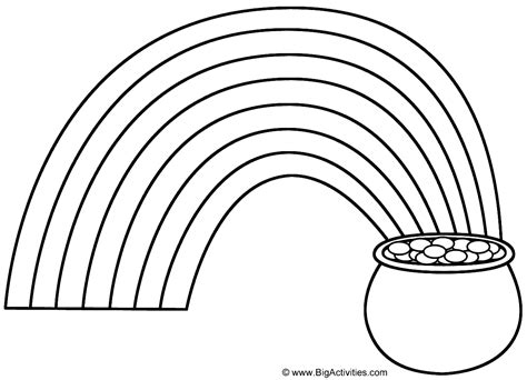 Rainbow and Pot of Gold - Coloring Page (St. Patrick's Day)