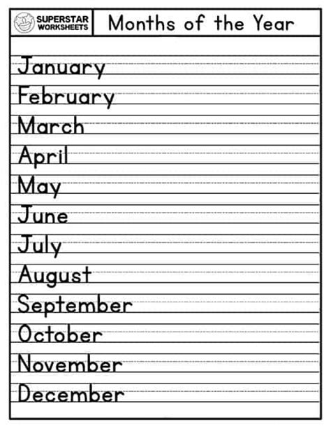 Free Printable Months Of The Year Worksheets - FREE PRINTABLE TEMPLATES