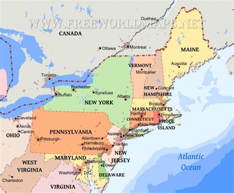 Printable Road Map Of Northeast Usa