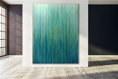 GREEN ABSTRACT PAINTING XLarge Canvas Art Teal Abstract Minimalist Art Large Painting Blue ...