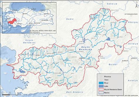 The Büyük Menderes river basin in Turkey (source basemap: ESRI 2009). | Download Scientific Diagram