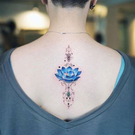 Blue lotus flower tattoo by nando done in seoul - Tattoogrid.net