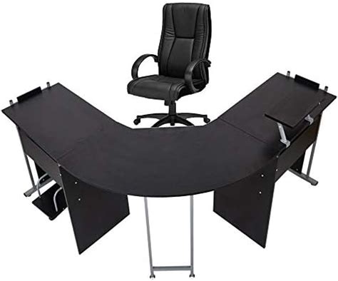 71″ L-Shaped Gaming Desk -Large Desktop 22” Wide Wood Curved Corner Office Desk -Sturdy Computer ...