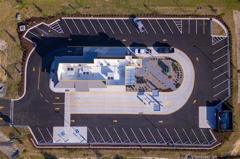 Premium Photo | An aerial view of the new parking lot at the new ...