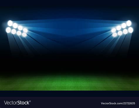 Football arena field with bright stadium lights Vector Image