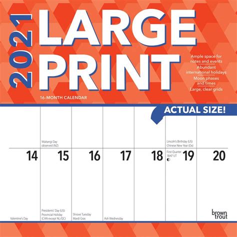 Large Printable Calendar