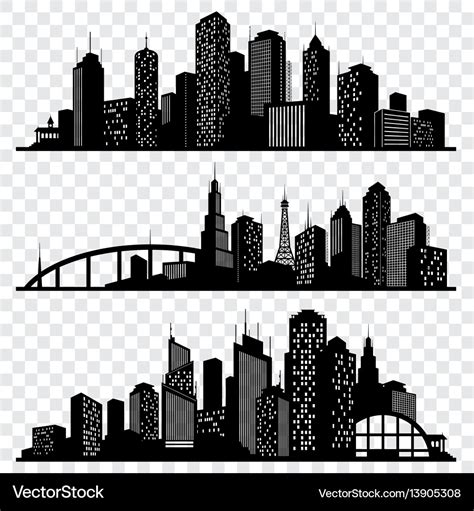 City building silhouettes urban Royalty Free Vector Image