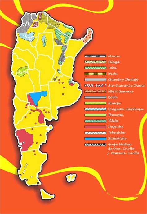 Mapa de los tribus indigenas de Argentina