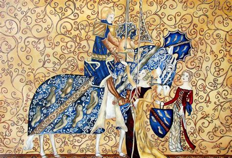 Medival Painting of King and Queen with Blue Horse Stock Illustration - Illustration of design ...