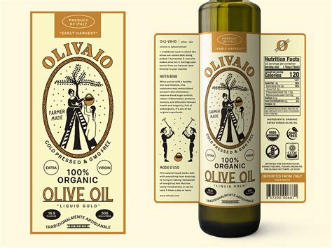 Olive Oil Bottle Label for Olivaio by Commence Studio on Dribbble