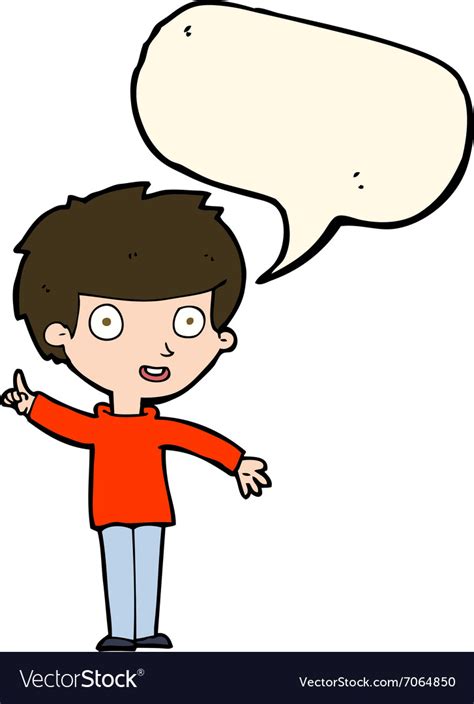 Cartoon boy with idea speech bubble Royalty Free Vector