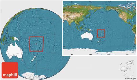 Satellite Location Map of Fiji, highlighted continent, within the ...