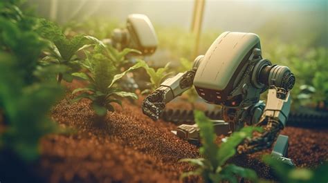 Premium Photo | Smart robotic farmers concept robot farmers Futuristic technologies of the ...