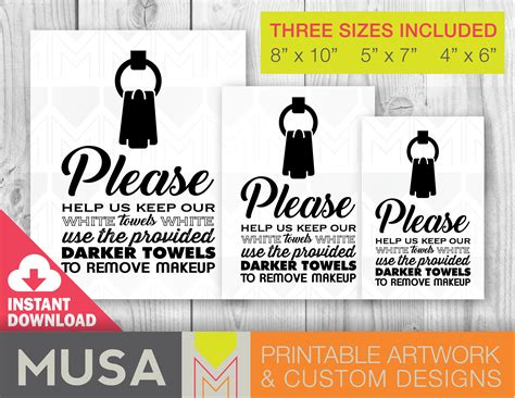 White Towels Printable Sign / INSTANT DOWNLOAD / Home Airbnb - Etsy