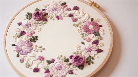 Purple wreath-embroidery tutorial for beginners - YouTube