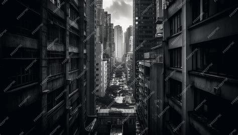 Premium AI Image | Modern skyscraper dominates monochrome cityscape ...