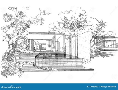 Interior Architecture Construction Landscape Sketc Stock Photography ...