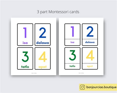 TAGALOG Numbers Flashcards Bundle Full Page Montessori | Etsy