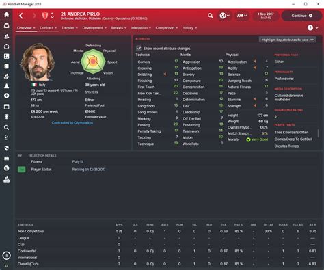 Andrea Pirlo - FM18 - Football Manager 2018 | FM Scout