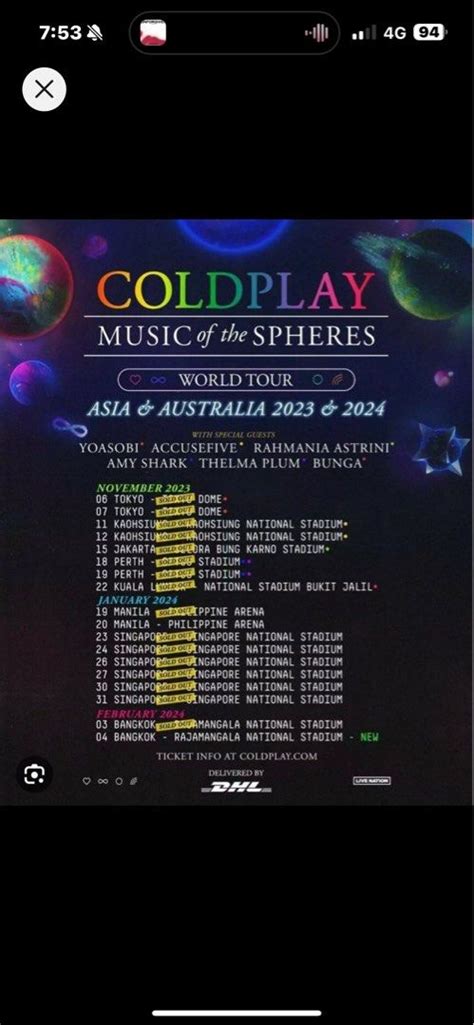 Coldplay Singapore concert 31st Jan, Tickets & Vouchers, Event Tickets ...