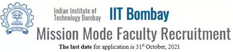 IIT Bombay Faculty Vacancy Recruitment 2021