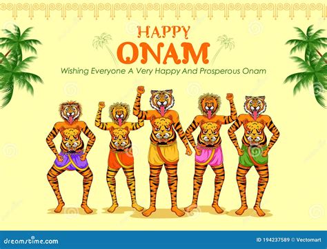 Puli Kali, Tiger Dance For Onam Vector Illustration | CartoonDealer.com ...