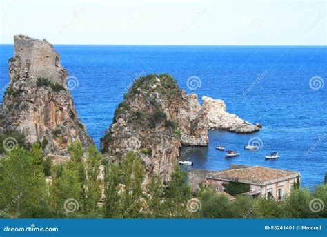 Scopello Beach, Sicily, Italy Viewed from the Woods Above Tonnara Di Scopello Stock Image ...