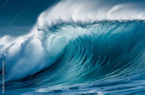 Blue ocean wave. Big waves breaking on an reef along. High quality photo Stock Photo | Adobe Stock