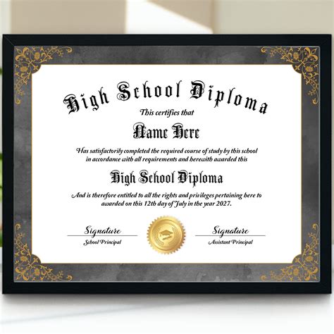 High School Diploma Template, Personalized Highschool Diploma, Printable Editable Home School ...