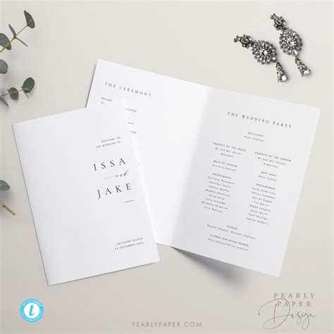 Wedding Program Booklet Template Elegant Wedding Ceremony - Etsy India