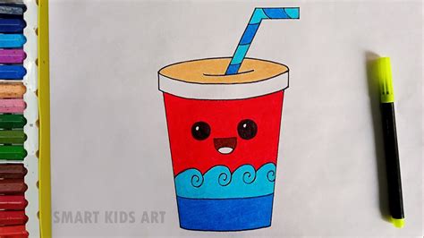 How To Draw A Cute Drink | Cold Drink Drawing Easy | Drawing For Kids | Smart Kids Art - YouTube