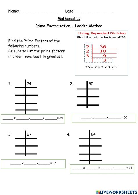 Prime Factorization Division Method Worksheets - FactorWorksheets.com