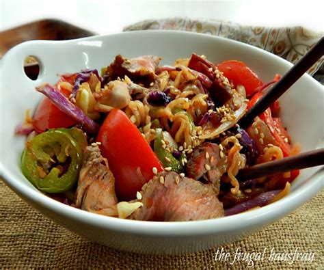 Mongolian Barbecue Noodle Bowls - Frugal Hausfrau