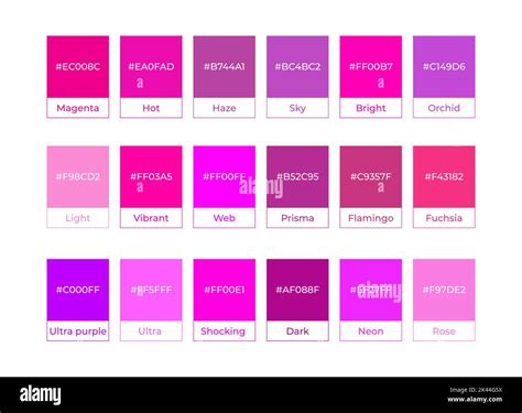Magenta Color Palette Chart with Color Names and Hex Codes Stock Vector Image & Art - Alamy