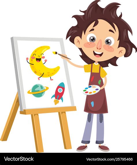 A kid painting Royalty Free Vector Image - VectorStock