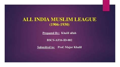 All India Muslim League (1906-1930)