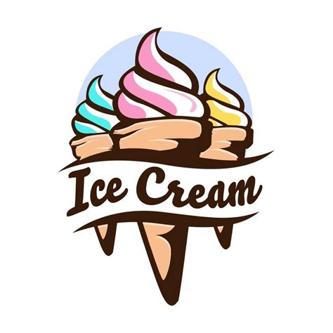 Minimalist ice cream logo template in the waffle cone. Ice cream vector ...