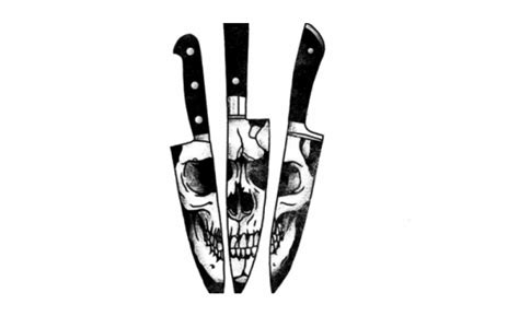 Knife Skull Reflection Tattoo - Clip Art Library