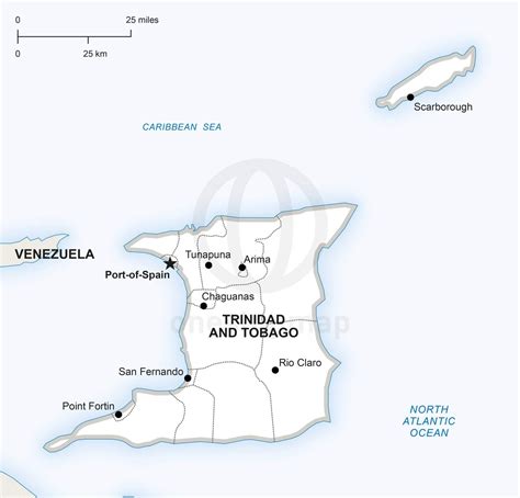 Vector Map of Trinidad and Tobago Political | One Stop Map