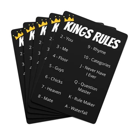 Kings Rules Playing Cards Kings Cup Card Deck Drinking - Etsy