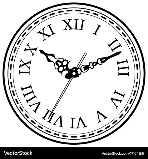 Vintage clock hand drawn sketch isolated Vector Image