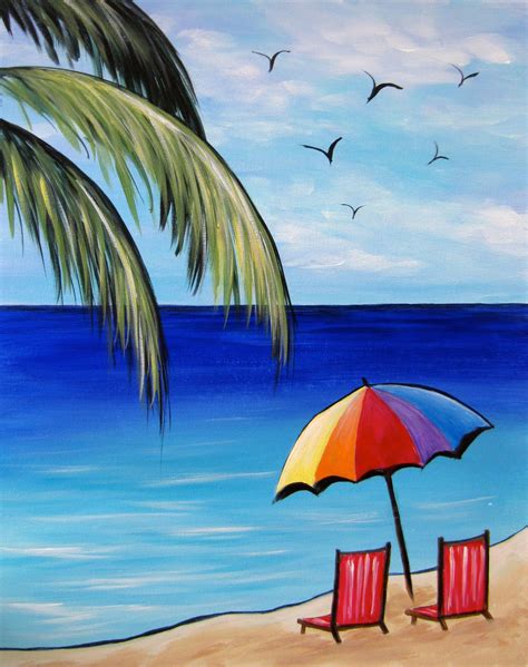 I'm headed to Muse Paintbar! | Beach art painting, Art painting, Easy canvas painting