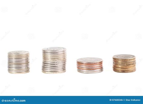 Coin Stack Isolated on White Stock Photo - Image of concept, coin: 87608346