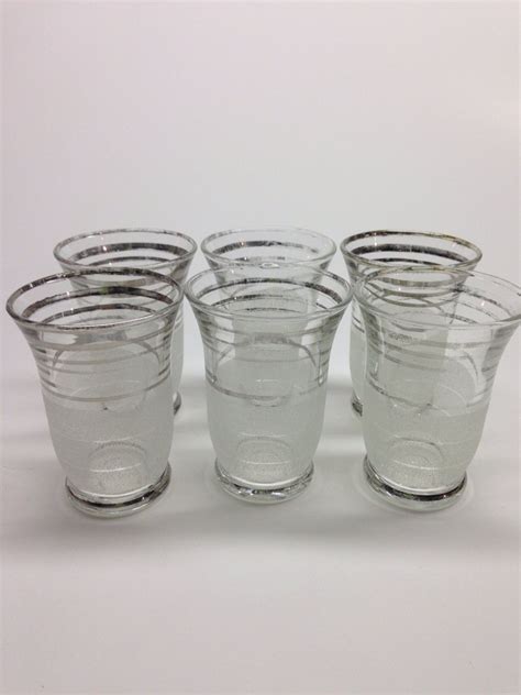 JUICE GLASSES with Silver Trim 4 oz set of 6