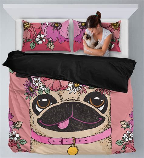 Floral Pug Bedding Set