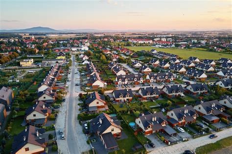 Premium Photo | Suburban neighborhood in europe city aerial view